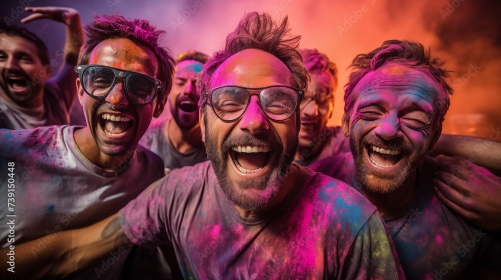 group of people in holi festival group of people in holi festival