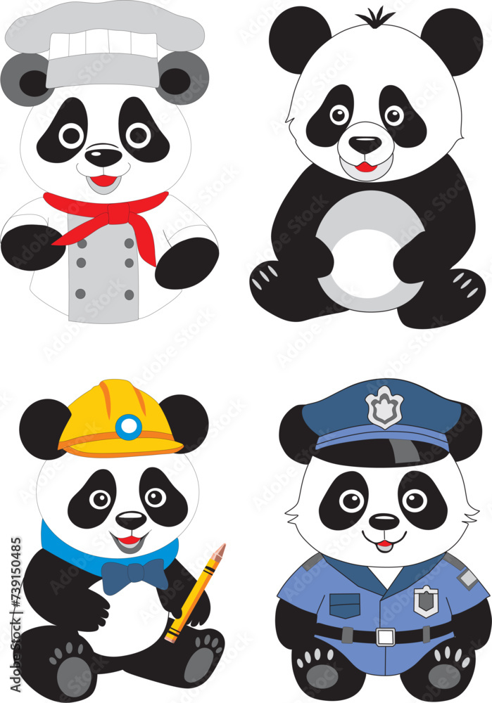 Seth - panda policeman, panda cook, panda builder and just a cute panda vector graphics Seth - panda policeman, panda cook, panda builder and just a cute panda vector graphics