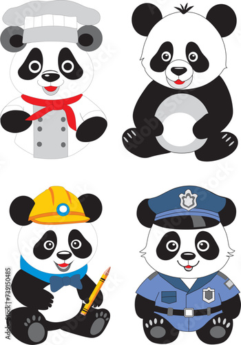 Seth - panda policeman  panda cook  panda builder and just a cute panda vector graphics