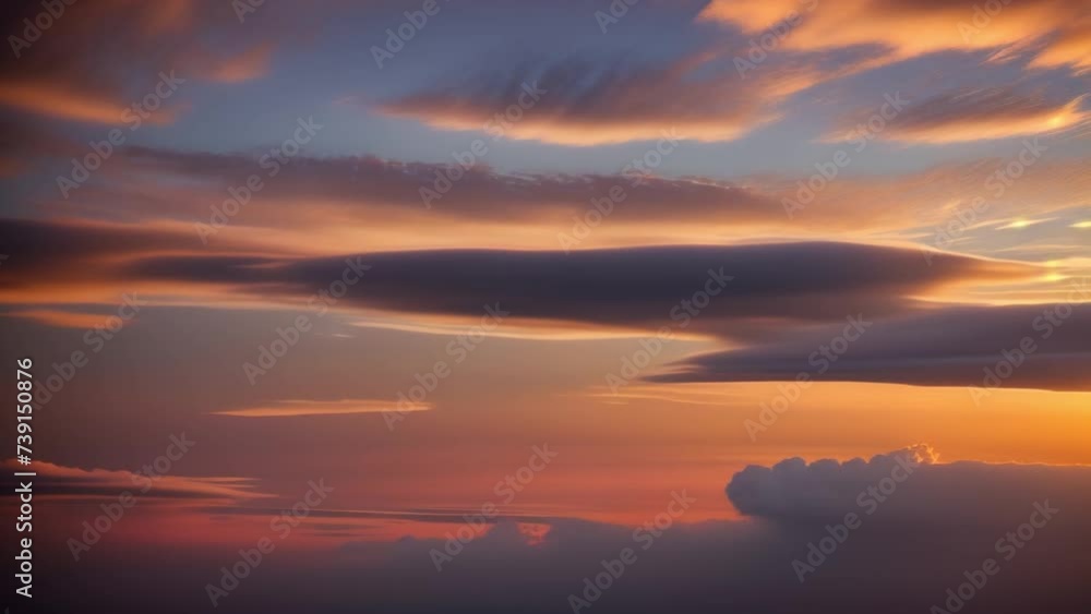 Experience nature's masterpiece unfold in fast-forward: a dynamic time lapse capturing the vivid beauty of a sunset sky ablaze with color.
