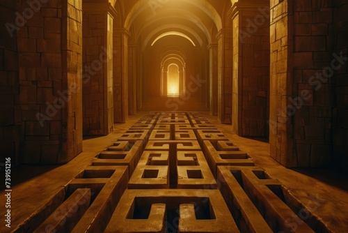 a mystery walkway with an exotic floor, probably traps, leads to an exit