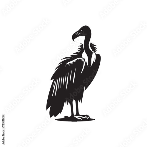 Celestial Soar: Majestic Vulture Silhouette in Ethereal Flight - Vulture Illustration
