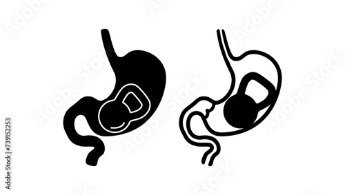 Stomach heaviness sign, black isolated silhouette