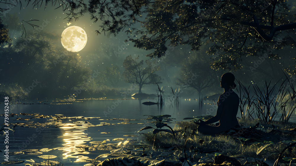 silhouette of a person meditating in a peaceful garden silhouette of a person meditating in a peaceful garden