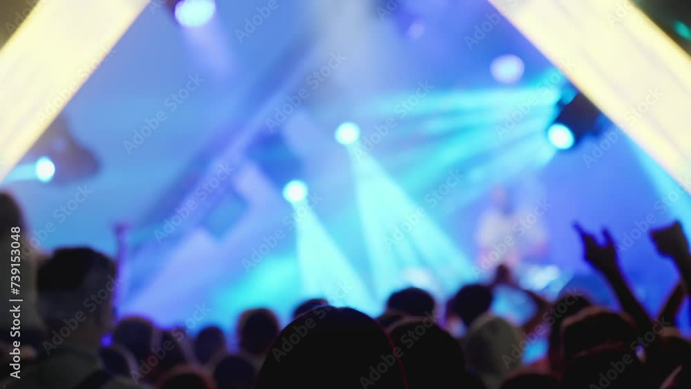 custom made wallpaper toronto digitalSilhouette hands of audience crowd people enjoying concert. Happy people watching amazing musical concert. Big crowd at concert cheering clapping hands at night rock event. 4K, UHD