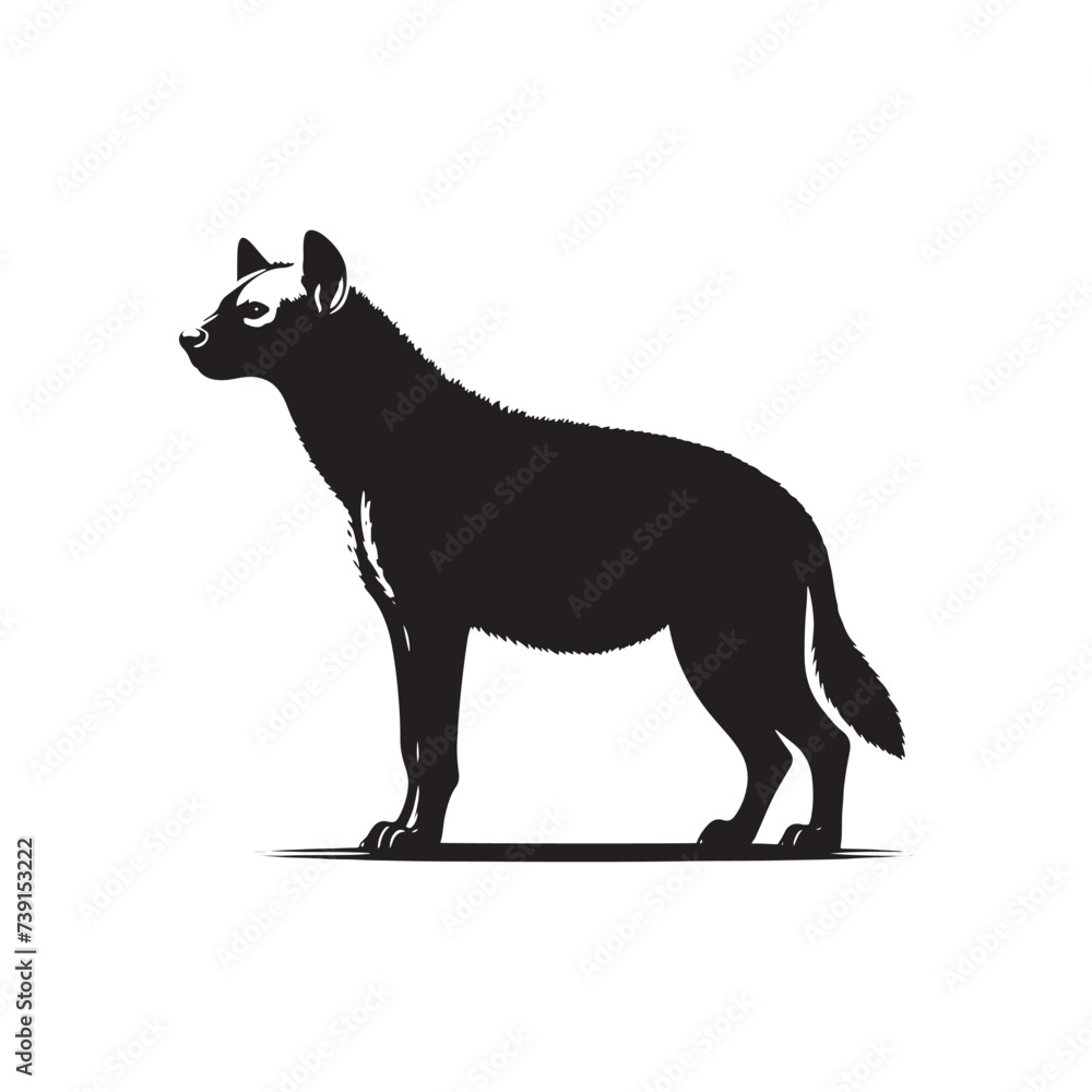 Whispering Shadows: Intriguing Minimallest Hyena Silhouette Enigma - Hyena Vector
