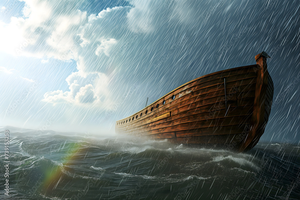 Noahs Ark, the vessel from the Genesis flood narrative by which God