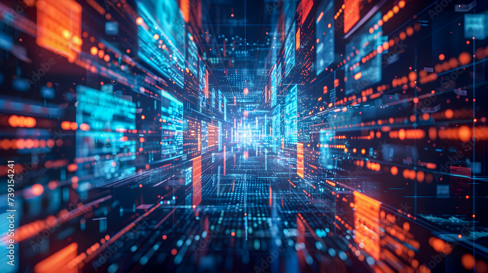 Abstract visualization of a data tunnel in a futuristic network, symbolizing digital connectivity. Abstract visualization of a data tunnel in a futuristic network, symbolizing digital connectivity.