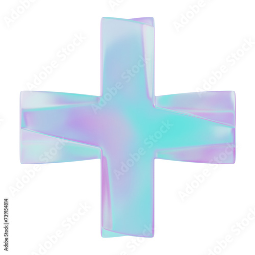 Vortex Cross 3d icon isolated White Background 3d rendering