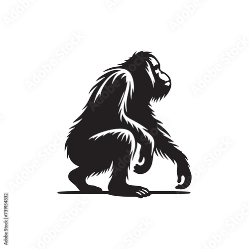 Essence of Grace: Orangutan Silhouette Whispers in Minimalist Beauty - Orangutan Vector

