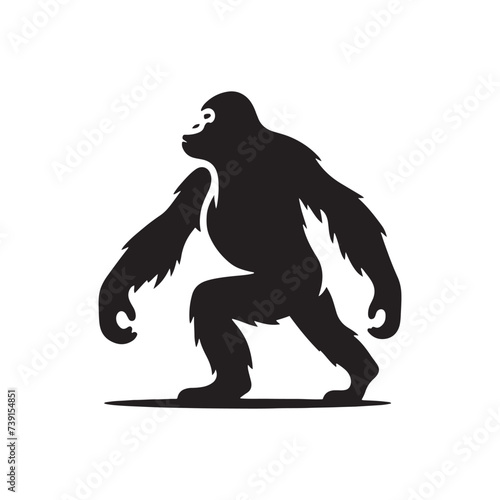Sublime Simplicity: Minimalist Orangutan Silhouette in Monochromatic Elegance - Orangutan Illustration
