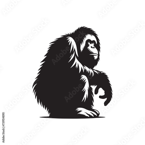 Cosmic Whispers: Minimalist Orangutan Silhouette in Astral Splendor - Orangutan Illustration
