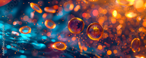 Wallpaper Mural Colorful abstract representation of neural network waves with sparkling particles flowing through. Torontodigital.ca