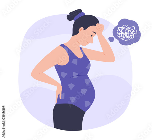 Pregnant Woman Feeling of Stress for Depression Concept Illustration