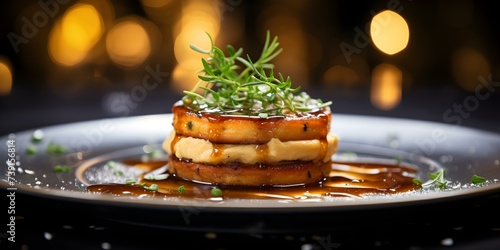 Traditional French holiday starter featuring foie gras a sumptuous delicacy for festive celebrations. Concept French Cuisine, Foie Gras, Holiday Starter Recipe, Festive delicacy photo
