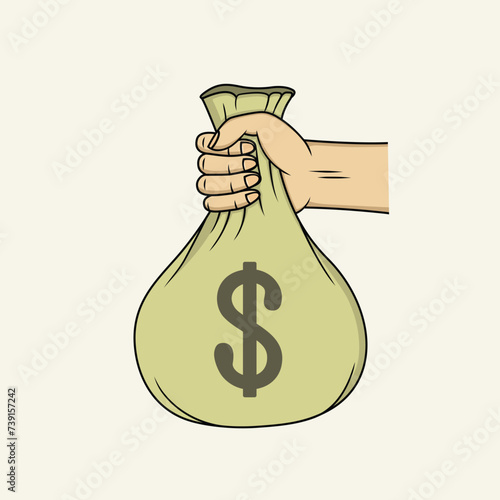 Hand-holding money bag vector illustration