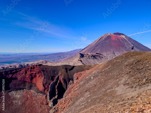 Tourist Photographing Mount Ngauruhoe and the Red Crater