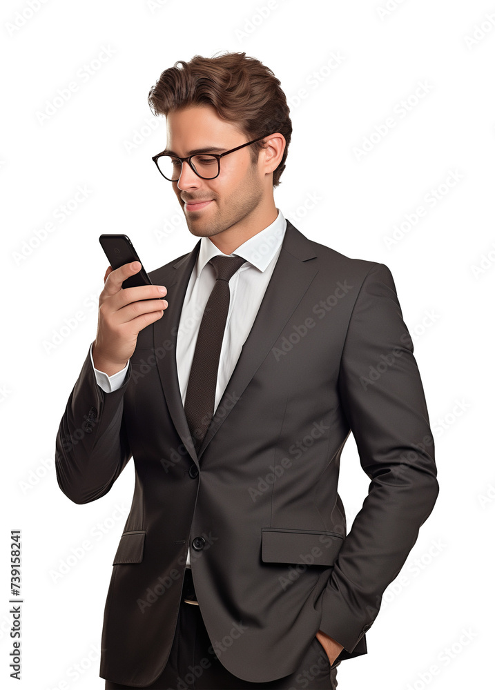 Businessman Using Smartphone Isolated on Transparent Background
Businessman Using Smartphone Isolated on Transparent Background
