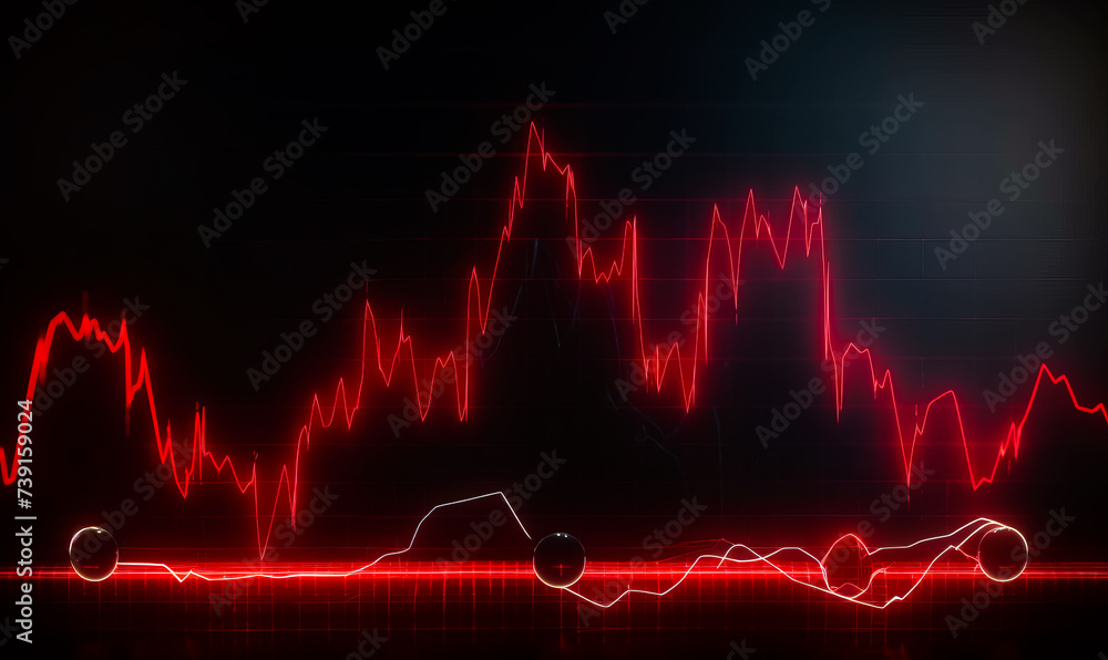 Red stock chart and red line going down