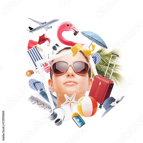Photography Beautiful woman dreaming of her summer vacations