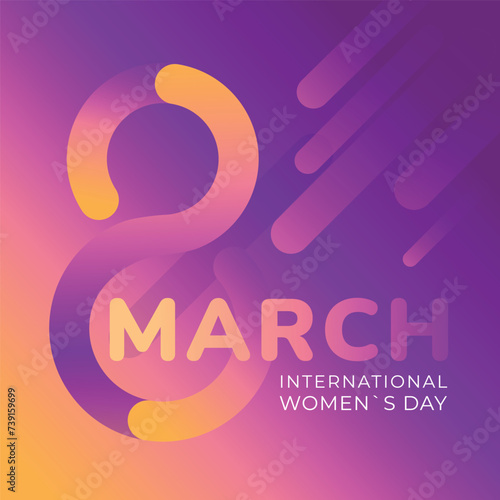 International women's day card design. Colorful gradient and gender sign. Square vector illustration