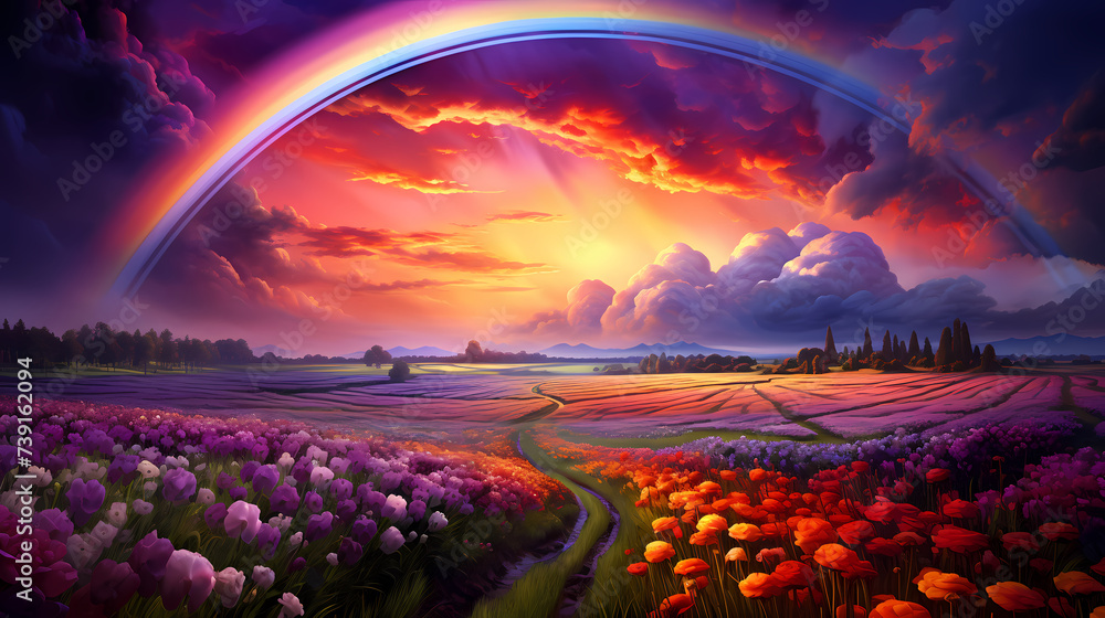 Obraz premium Abstract rainbow in the sky, rainbow illustration