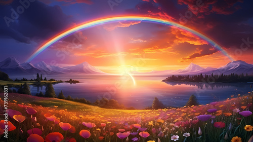 Abstract rainbow in the sky, rainbow illustration
