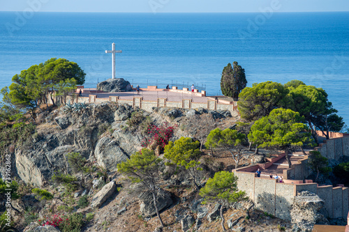 Panoramic cityscape from San Miguel castle in the sunny morning in Almunecar, Spain