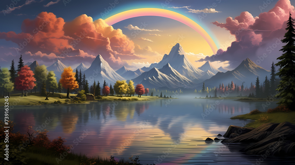 Abstract rainbow in the sky, rainbow illustration Abstract rainbow in the sky, rainbow illustration