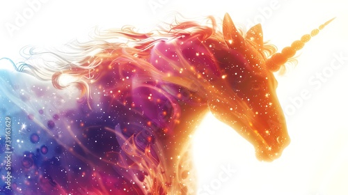 Colorful Cosmic Unicorns Wallpaper in Amber and Crimson