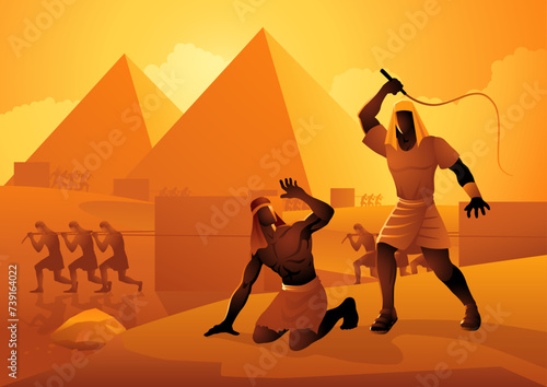 Biblical vector illustration series, Jews in slavery in ancient Egypt photo