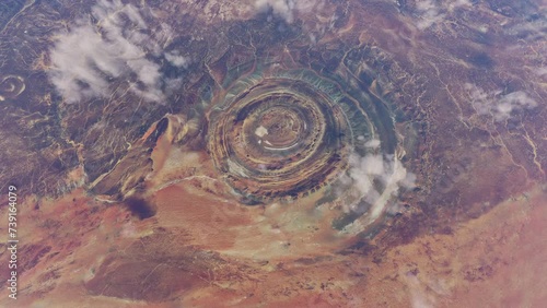 High altitude aerial drone view of the Richat structure. Mauritania in the Sahara desert. Africa photo