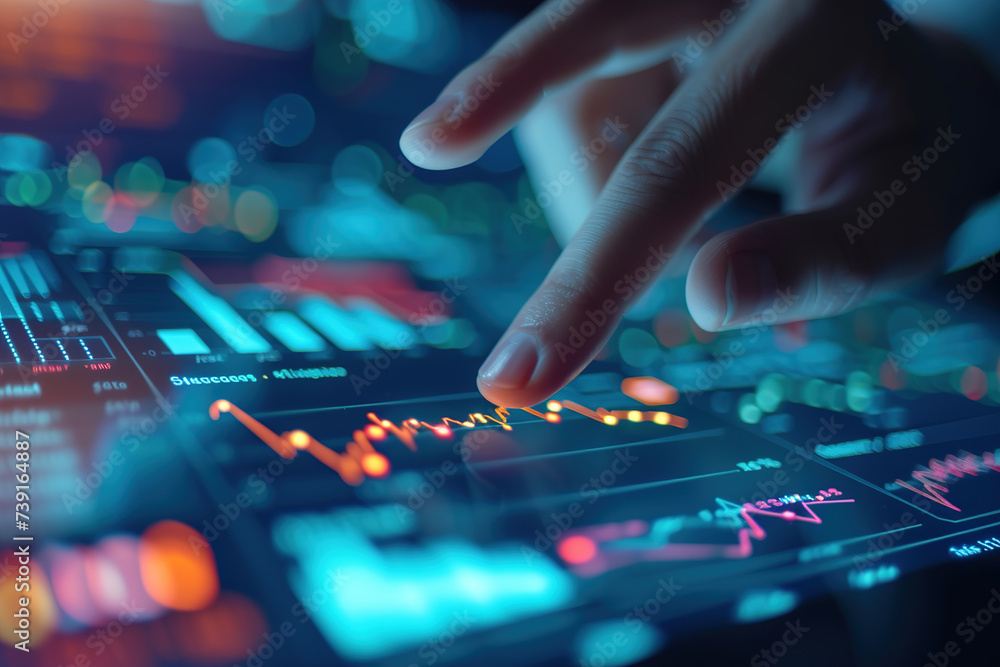 financial expert's hand adjusting interest rate figures on a digital screen financial expert's hand adjusting interest rate figures on a digital screen