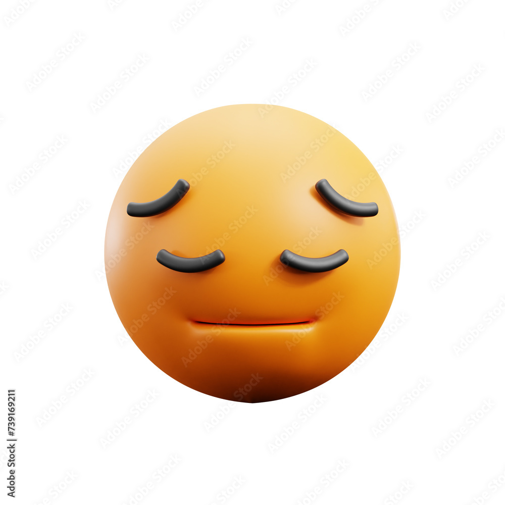 Fototapeta premium Pensive Face 3d icon isolated White Background 3d rendering