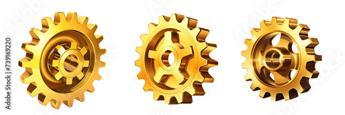 Gold gear 3d Art Cartoon Style, Isolated Transparent Background Images, PNG