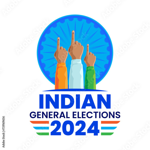 Indian general election concept with iinked voting finger illustration vector