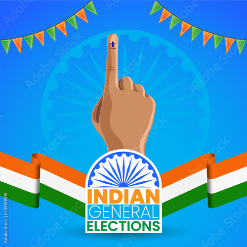 Indian general election concept with inked finger and Indian flag illustration vector