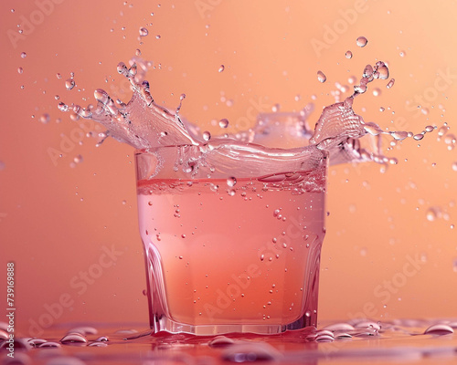 Refreshing juice moment captured with a splash wave embodying fresh and vibrant energy photo