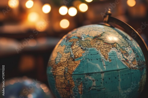 : A globe with different countries and regions highlighted in different colors.