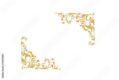 金色（グリッター）の手描き装飾フレーム