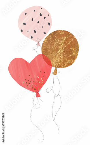 Beautiful stock illustration with hand drawn birthday air balloons composition. Party celebration clip art. © zenina