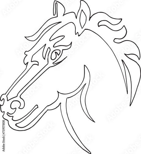 Horse head Continuous one line drawing art illustrartion vector