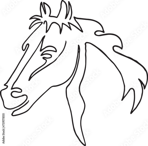 Horse head Continuous one line drawing art illustrartion vector