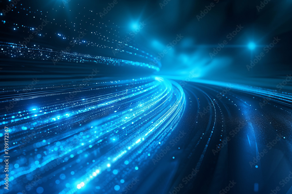 Glowing blue digital wave with sparkling particles on a dark backdrop Glowing blue digital wave with sparkling particles on a dark backdrop