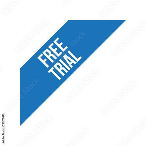 Blue Corner Free Trial Ribbon Vector Design Template