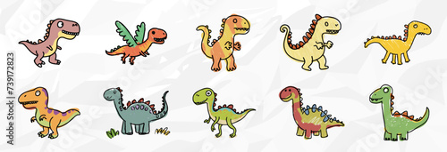 Kinder Dino Zeichnungen: Vektorgrafik Bundle mit verspielten Illustrationen
