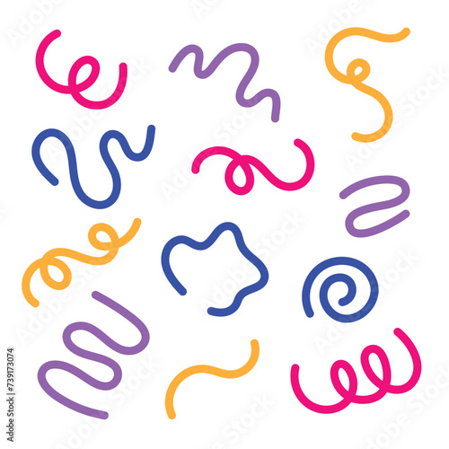 Colorful wiggly squiggly hand drawn line illustration