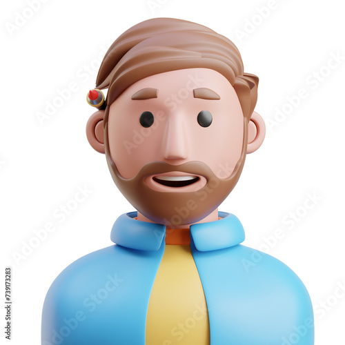 Artist 3d icon isolated White Background 3d rendering