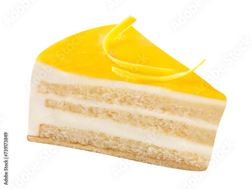 Cream Lemon Cake isolated on white background