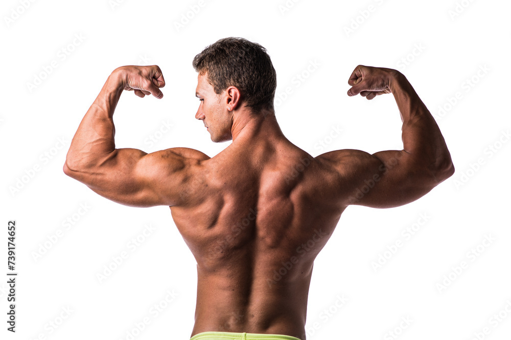 Strong man flexing muscles in underwear Strong man flexing muscles in underwear